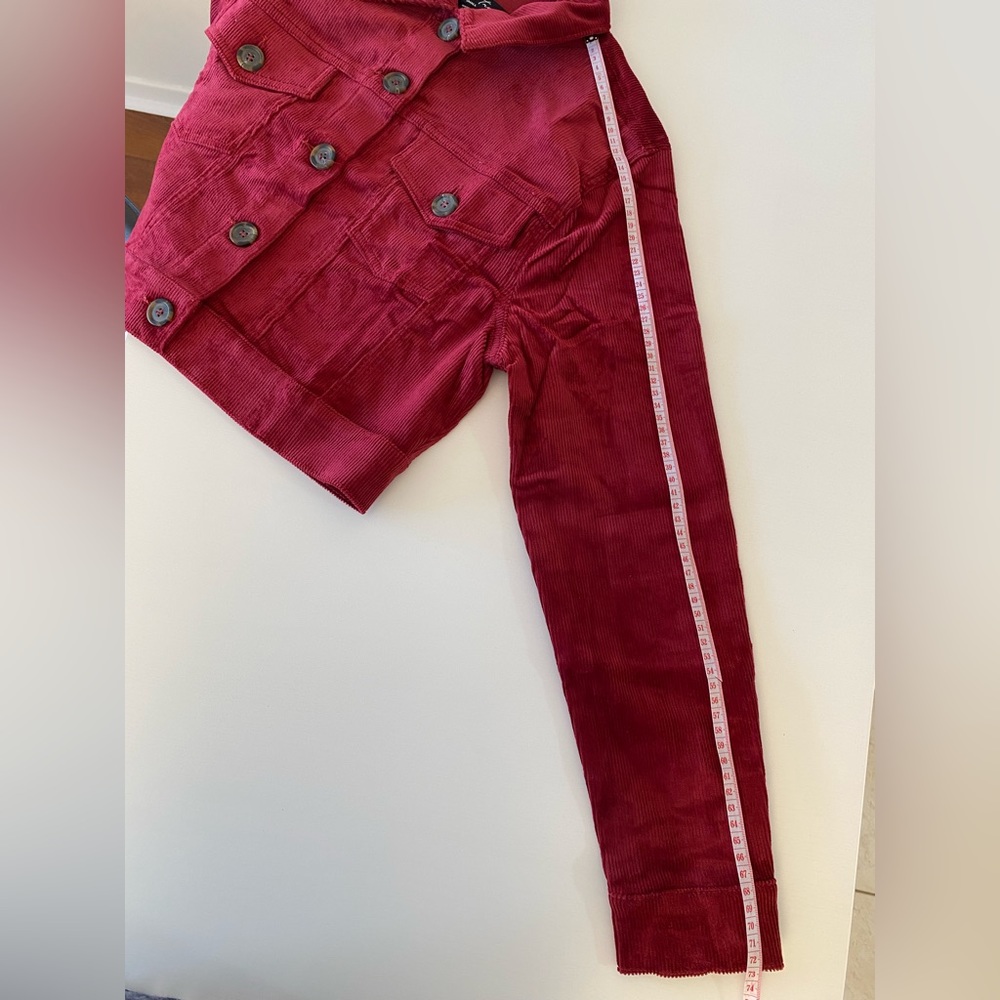 NWOT burgundy corduroy crop jacket Military style jacket with pockets - Picture 12 of 12